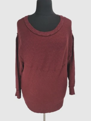 Blusa Pullover We The Free Mujer Calce Suelto Talla L Borgoña Tejido Cuello Redondo Foto 1 de 4