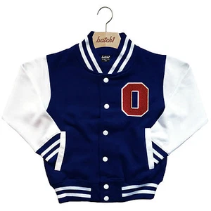 KIDS VARSITY BASEBALL JACKET PERSONALISED WITH GENUINE US COLLEGE LETTER O - Picture 1 of 3