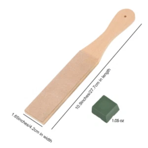 1Pcs Leather Sharpening Wood Handle Strop Tool Double Sided + Polish Compound - Foto 1 di 4