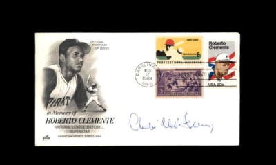 Chub Feeney JSA Signed FDC 1984 First Day Cover Cache Roberto Clemente Autograph - Image 1 of 3