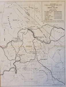 Probable Route of 49ers Parties Through Death Valley 1939 VTG Map 15" x 11" - Picture 1 of 5