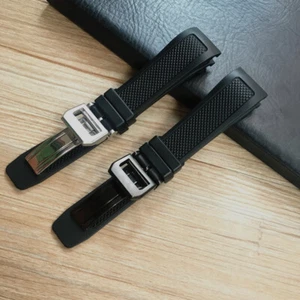 Curved End 22mm Black Soft Silicone Rubber Watch Strap Band For IWC PORTUGIESER - Picture 1 of 12