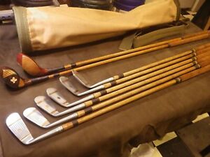 RESTORED SPALDING KRO-FLITE HICKORY SHAFT PLAY SET with WOODS and BAG