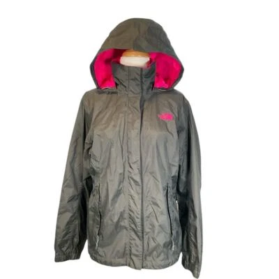 Chaqueta para mujer The North Face con capucha Hyvent gris ligero con rosa oscuro talla Lg Foto 1 de 4