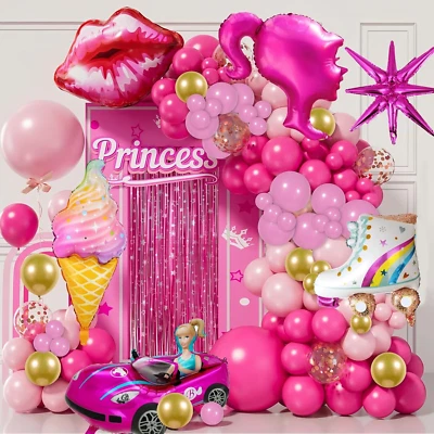 Girls Pink Birthday Decoration set - Balloons 128pcs - Image 1 of 4