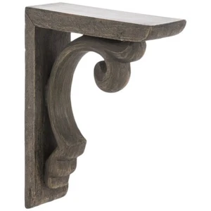 RESIN Gray Flourish Corbels Shelf Brackets Vintage Farmhouse Décor Set of TWO - Picture 1 of 6