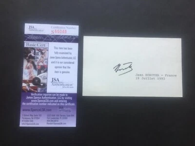 Jean Borotra Autograph Index Card 1993 Tennis Champion JSA COA James Spence - Image 1 of 4