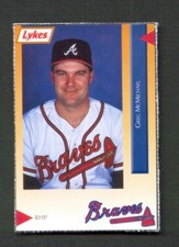 1994 Atlanta BRAVES Lykes Perforated GREG McMICHAEL Knoxville TENNESSEE Rare!!