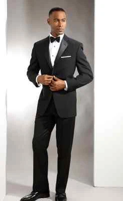 Men's Short SLIM FIT 2-Button Notch Lapel Tuxedo Jacket & Flat Front Pants - Image 1 of 4