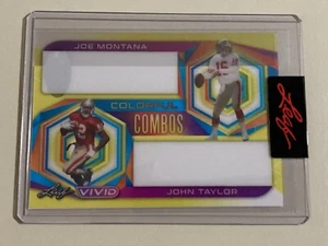 JOE MONTANA & JOHN TAYLOR 1/1 Hoja Vivo Colorido Combos Prueba AMARILLO CLARO - Imagen 1 de 5