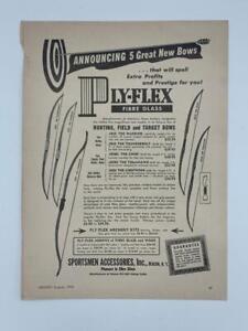 Magazine Ad - 1954 - Ply-Flex Fibre Glass Bows - Sportsmen Acc. - Beacon, NY