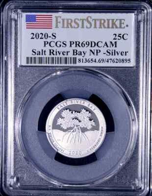 S Salt River Silver 25C 2020 PCGS PR69DCAM NP FS juego de prueba de plata etiqueta de bandera Foto 1 de 2