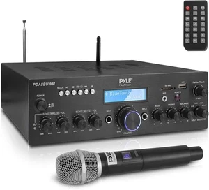 Drahtloses Mikrofon-Endstufen-System von Pyle - 200 W Zweikanal-Sound Audio  - Bild 1 von 5