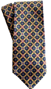 Today's Man Men's Silk Italian tie Gold ropes and Blue squares geometric 59x3.5" - Picture 1 of 7