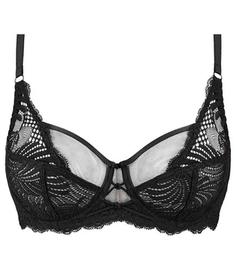 NUEVO CON ETIQUETAS AUBADE Paris Negro Encaje Confort Copa Completa 32F Ritmo de Deseo $198 Foto 1 de 4