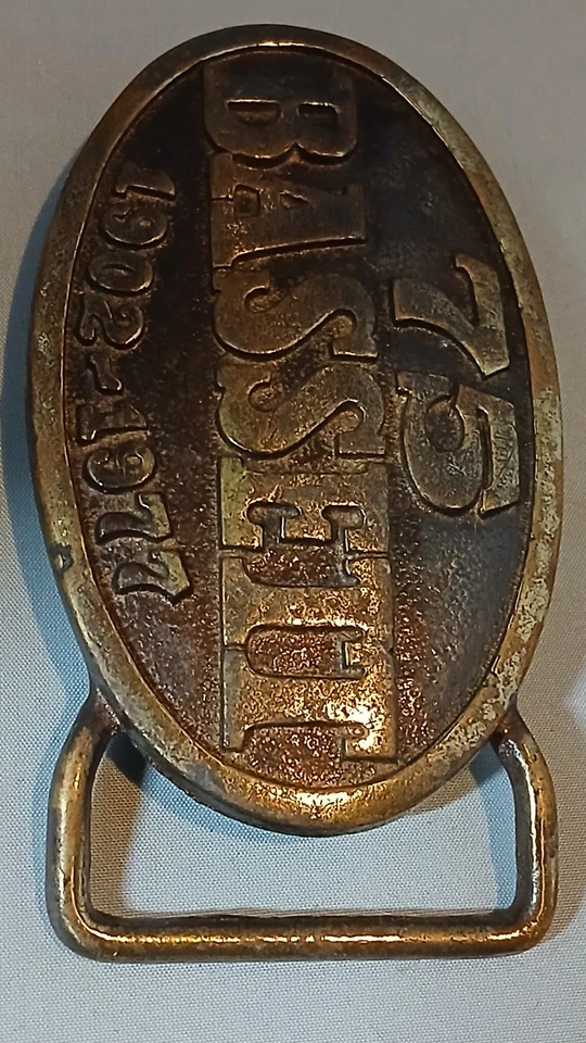 Hebilla de cinturón vintage años 70 75 aniversario Bassett muebles publicidad 1902-1977  Foto 1 de 4