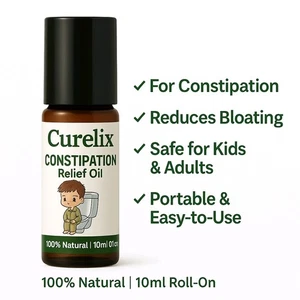 CURELIX Constipation Relief Oil 10ml | Herbal Roll-On | Bloating & Indigestion | - Picture 1 of 1