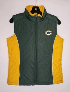 Green Bay Packers Womens Zip Puffer Vest NFL Team Apparel Green/Gold Size Small - Picture 1 of 8
