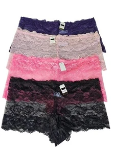 Set of 4 Women Boy Shorts Lace Panties Lingerie Underwear 5X Coquette Sheer - Picture 1 of 11