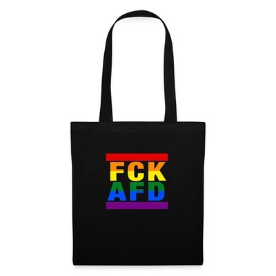 SPREADSHIRT FCK AFD Anti-Rassismus Stoffbeutel, One size, Schwarz