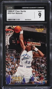 1996-97 Fleer Sprite #36 Karl Malone CGC 9 Mint Graded - Picture 1 of 2