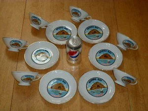 MORRO BAY, CALIFORNIA, CERAMIC COFFEE CUPS & SAUCER PLATES, SET OF # 6, VINTAGE - Picture 1 of 12
