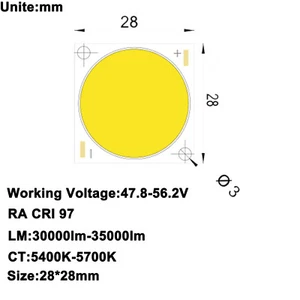 High CRI Ra 95+ 300W COB LED Daylight 5600K DC47.8-56.2V 5.7A 30000-35000LM - Picture 1 of 12