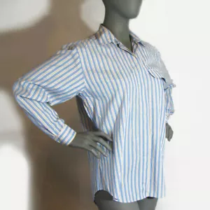 Camicia a righe giallo Ann Taylor taglia 6 cotone blu cotone, leggera incontaminata - Foto 1 di 8