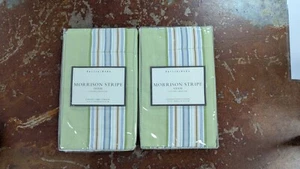 Par de farsa estándar a rayas PotteryBarn Morrison de algodón verde - Imagen 1 de 11
