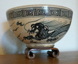 ALTE CHINESISCHE BLAU WEISSE PORZELLAN 7,5" SCHALE DRACHE WIE MING XUANDE - Bild 1 von 11