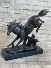 Agile Wild Stallion Cheval Course Bronze Sculpture Fait A La Main Figurine