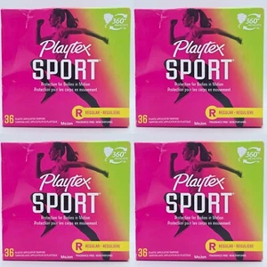 4-Packs Playtex Sport Regular Plastic Applicator Tampons, 36 Count **Read** - Picture 1 of 9