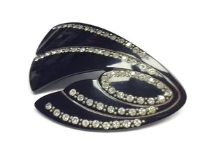 FERMAGLIO FERMACODA RODOID NERO CM 10 STRASS - Picture 1 of 1
