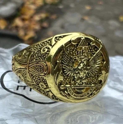 Anillo enchapado en oro amarillo de 14k para hombre anillo de propuesta de sello pesado anillo de regalo para hombre Foto 1 de 2