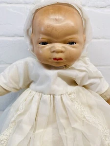 Vintage Bye-Lo Grace Putnam 13” Cloth Composition Crier Doll Christening Gown - Picture 1 of 14
