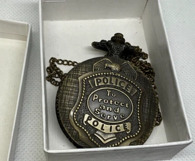 Новый старый запас Strada карманные часы, полицейский тематический с цепочкой и коробкой, новый батт - Изображение 1 из 4