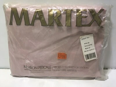 \Sábana Ajustable Martex Day Bed Rosa para 33" x 74" De Colección Percal Nuevo de Lote Antiguo Foto 1 de 4