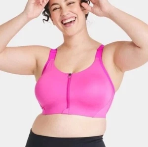 NEW All in Motion Women’s High Support Sculpt Zip Front Bra, Vibrant Pink 34B - Picture 1 of 3