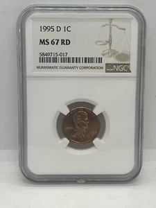 1995 D Lincoln Cent NGC MS67 RD #1166 - Picture 1 of 4