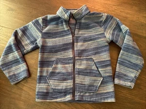 Boys Eddie Bauer Striped Zip-Up Fleece Sweater - Blue, Size XS (5/6) - Picture 1 of 2