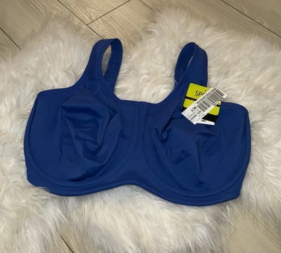 Wacoal 855170 Simone Sports Bra Underwire Unpadded Unlined Womens 36H Blue New - Image 1 of 4