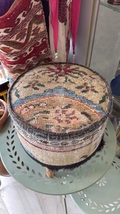 Ottoman Stool With Vintage Tribal Kilim Rug Design - 35cm x 35cm - Picture 1 of 4