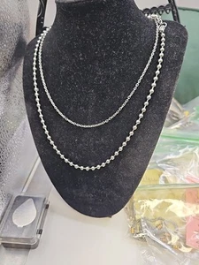 Lote de Collares 2 -16/18 Pulgadas Rolo -CADENA BOLA Cierre Langosta Acero Inoxidable  - Imagen 1 de 2