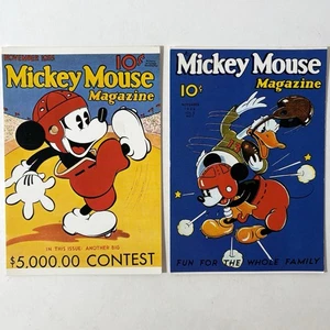Walt Disney Mickey Mouse Magazine Cover Postcards Lot Donald Duck Football 1930s - Picture 1 of 4