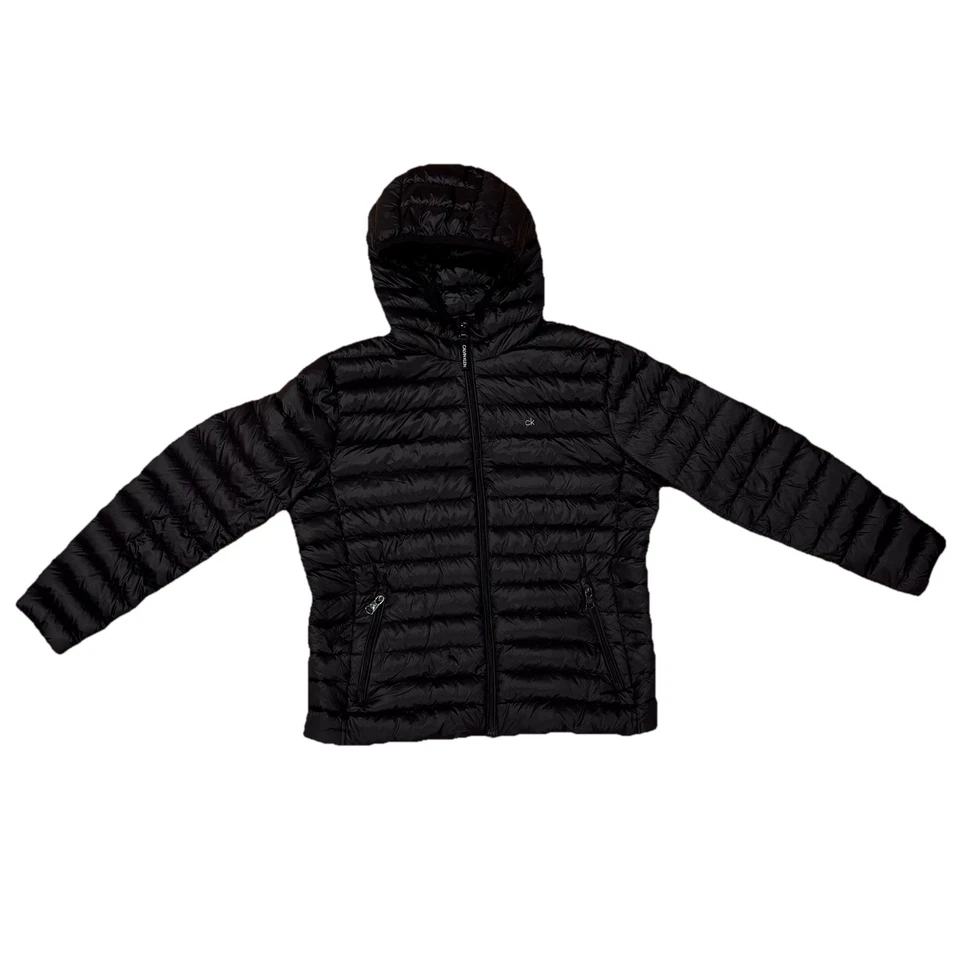 Chaqueta acolchada Calvin Klein para hombre L 7 grados cremallera completa empaquetable premium plumón capucha Foto 1 de 4