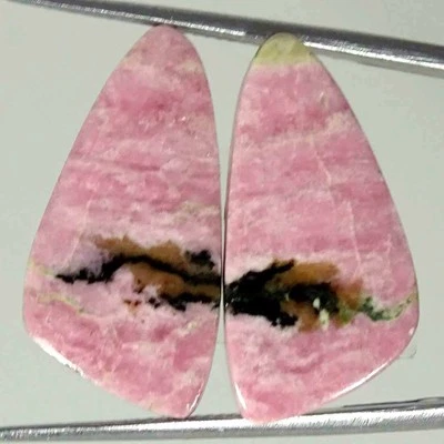 23.60Cts Natural Rhodonite Cushion Pair Loose Gemstone Earring Making 13x25x3mm - Image 1 of 4