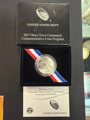 2017 Boys Town Centennial Uncirculated Half Dollar w/ Box & COA – US Mint - Image 1 of 4