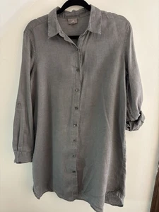 J. Jill Women's Gray Love Linen Essential Long Sleeve Button Down Shirt Sz Small - Picture 1 of 7