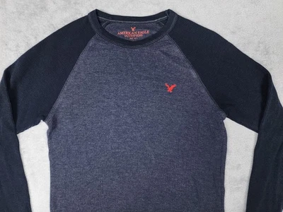 American Eagle Shirt Mens Small Navy Blue Long Sleeve Thermal Crew Classic Fit - Image 1 of 4