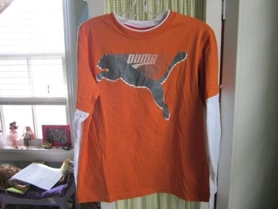 PUMA boys orange layered long sleeve tee Sz M - Image 1 of 2